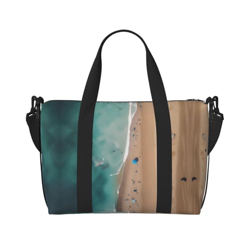 Phayah Aerial View Of The Beach Travel Duffel Bag,Sports Tote Gym Bag,Shoulder Weekender Overnight Bag For Women