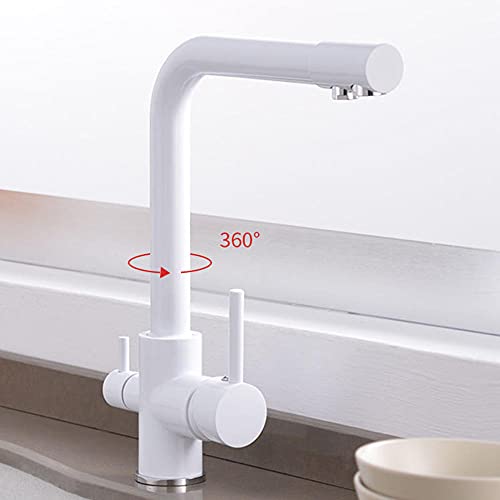 Robinet de cuisine 3 voies en laiton blanc chic et durable
