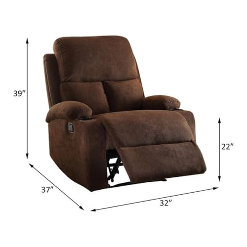 Image of Torque Fabio Fabric 1 Seater Recliner Sofa with Cup Holder Brown | Manual Recliner Sofa 1 Seater | Recliner Chair for Home Valentine Gifts Office Work Study