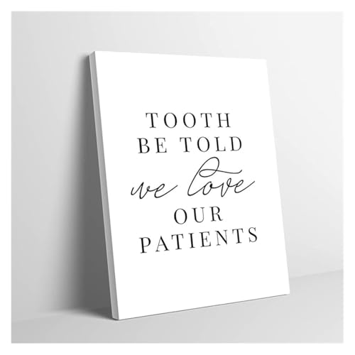 Dental Humor Art Print Tooth Be Told Quote Canvas Wall Art for Home Office Decor Dentist Gift Reception Area Wall(Framed,08x12in