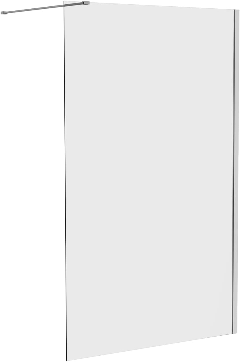 Aquariss 1400mm Walkin Chrome Shower Screen Enclosure Wetroom | 15mm Wall Adjustment, Stainless Steel Adjustable Support Arm, Reversible, 8mm Tempered Glass, Easy to Clean