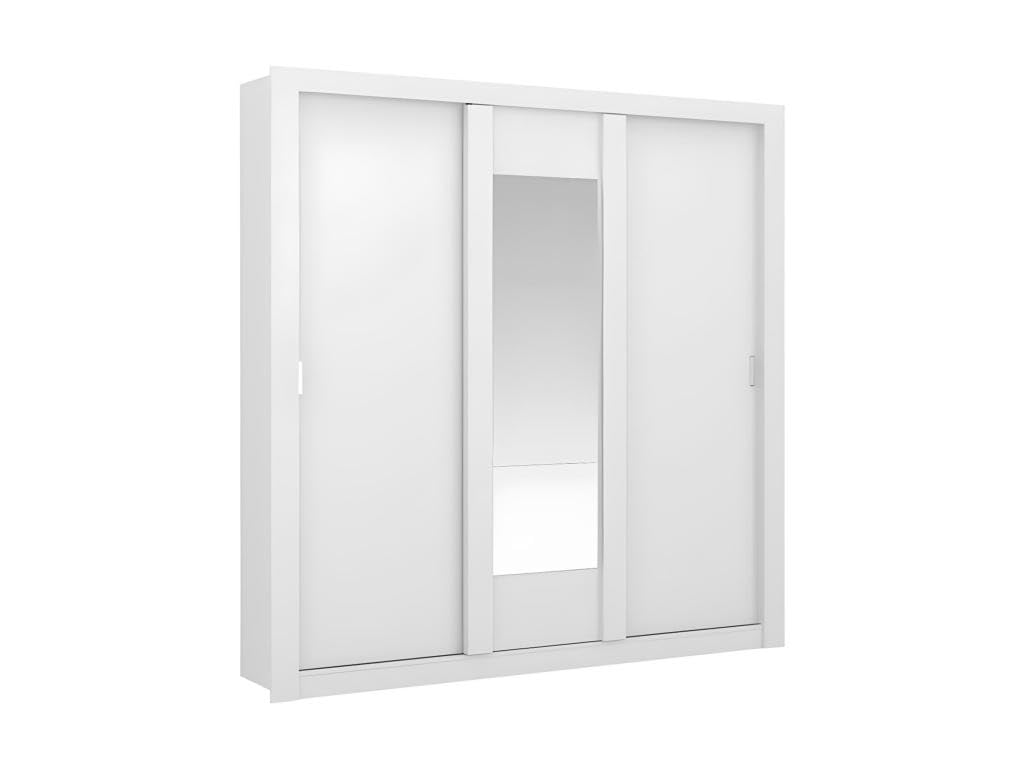 Vente-unique Armario con Espejo Roxane - 3 Puertas correderas – Ancho 220 cm - Blanco