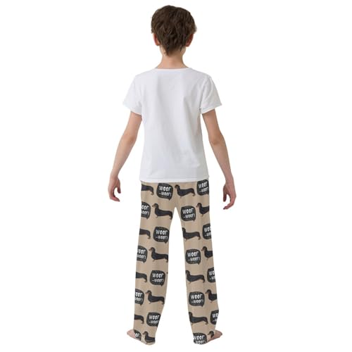 Boys' Pants Cute Dogs Dachshund Woof Long Bottoms Jogger Pants Elastic Waist Trousers with Pockets S-XL3