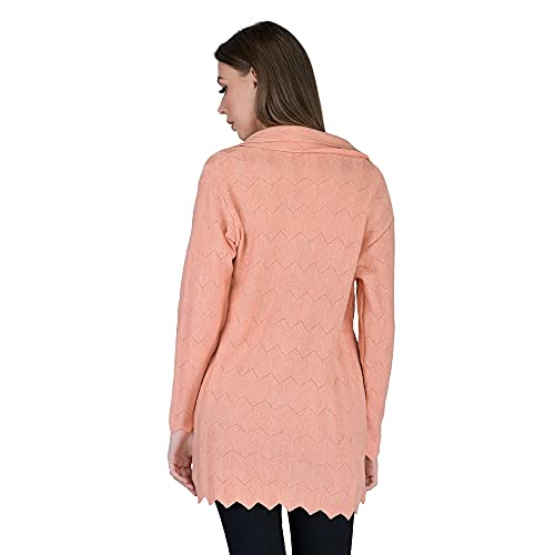 Image of LADY WILLINGTON Women Woolen Double Collar Daffodil Fabric Cardigan Winter Wear Pure Wool Cardigan for Women Free Size Long Cotty Warm Cardigans with Side Pockets