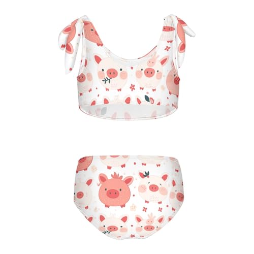 KLL Pig Cute Cartoon Red Girls' Two Piece Bikini Set Quick-Dry Swimsuits Swimming Suits Adjustable Shoulder Strap2