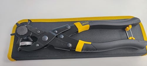 【業界最長＆超省力】XOOL 丸型・楕円型対応 レザーパンチ 回転式 穴あけ工具 改良型ロングハンドル付き 超省力 ベルト・腕時計バンド・ストラップ・犬用首輪・サドル・靴・布地・DIYやレザークラフトに最適
