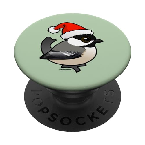 Cute Cartoon Black-capped Chickadee Santa Claus Christmas PopSockets Swappable PopGrip