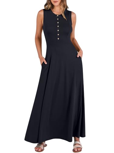 ANRABESS Women Summer Casual Sleeveless Maxi Sundress Button Fit & Flare A-Line Flowy Long Dresses 2025 Beach Outfits2