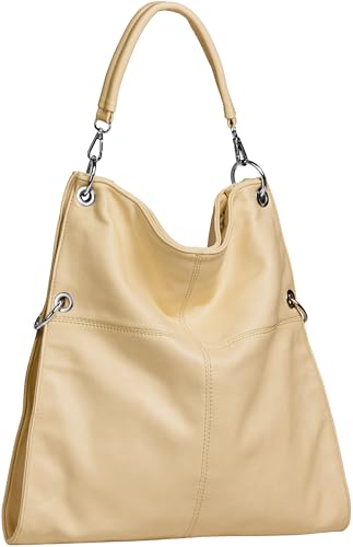 Caspar TS561 Damen Multifunktions Schultertasche, Farbe:beige