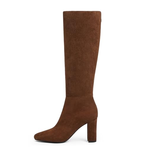 Image of Modatope Knee High Boots for Women Chunky Heel Rounded Toe Tall Boots | 2026 Fashion Winter Fall Boots for Women,Side Zipper PU Leather Long Dress Boots, Block Heel Tall Boots