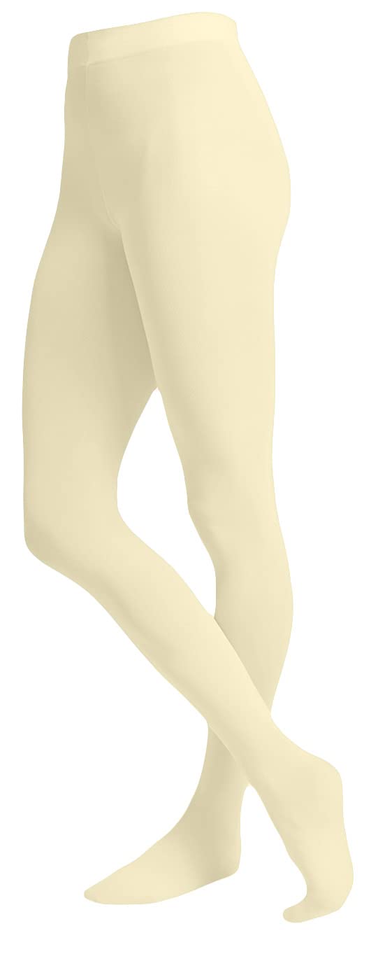 EMEM ApparelWomen's Ladies Solid Colored Opaque Dance Ballet Costume Microfiber Footed Tights Stockings Fashion Ivory B