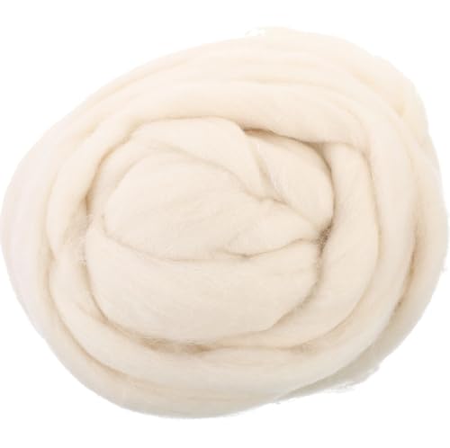 ULTNICE Natural Wool Roving Strips 7.2 Oz Soft Fiber for Needle Felting Spinning DIY Crafts 9.5X7.9X2.8 Inch Wool Felt Material for Art Projects