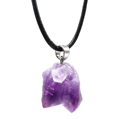 IMIKEYA Collier Pendentif Améthyste Naturelle Irrégulière Style Artisanal pour Femme Pierre Semi-précieuse Élégante pour Fête et Usage Quotidien