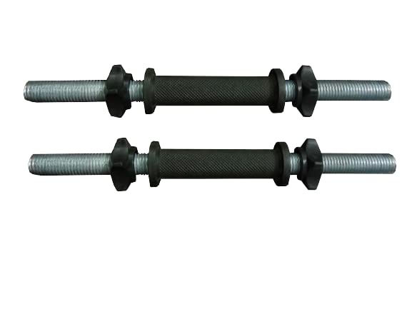 KORBAX Fiber Grip Dumbbell Rods with Plastic nut, Weight Lifting Strength Training & Exercise Fitness, Gym Equipment for Home Gym Workout 14 Inches, 1 Pair