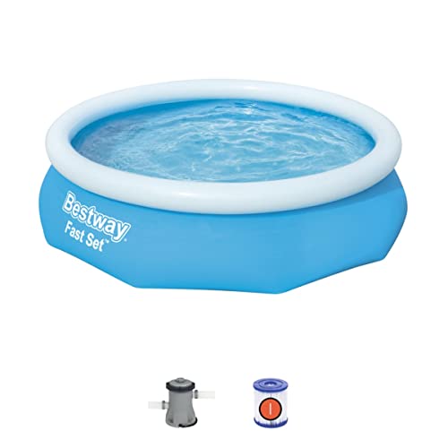 Bestway 3.0 m Fast Set Pool | Aufstellpool für Kinder und Erwachsene, komplettes aufblasbares Pool-Set mit Filterpumpe, 3.800L