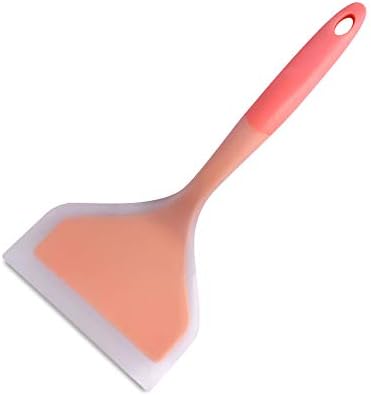 Silicone Medium Spatula Non-Stick Cooking Safe Flexible Silicone Turner, Perfect For Cooking Eggs, Pancakes, Omelette or Steak, Orange