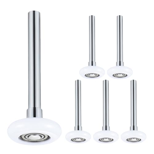 Hoement Rodillos para Puertas de Garaje 6 Piezas con Rodamientos 6200, Ruedas de Nailon Blancas 45x120 Mm, Silenciosos y Resistentes para Uso Residencial y Comercial, Accesorios
