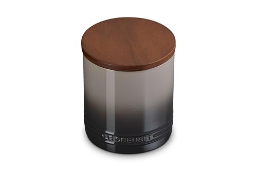 Image of Le Creuset Signature XL Salt Cellar and Storage Canister with Wood Lid, 1.2 qt., Oyster