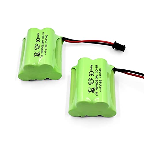 Gecoty 6V Rc Battery, 2 Pack 1500Mah Ni-Cd Rechargeable 5-Cells Aa Battery Packs With Sm 2P Plug For Stunt Rc Cars, Trucks, School Bus Toys, Outdoor Solar Light Batteries #TOP1