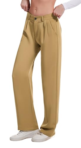 Double Plus Open Womens High Waisted Dress Pants Business Casual Wide Leg Straight Work Office Dressy Slacks with Pockets4