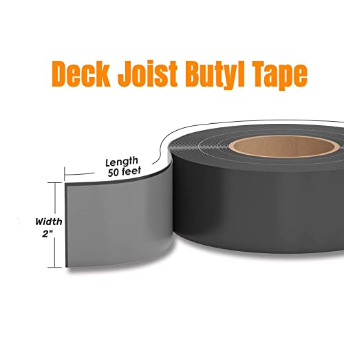 Deck Joist Butyl Tape,2"X50' Self-Adhesive Deck Joist Tape, Seal Butyl Joist Tape For Flashing Deck Joists,Joist Tape For Decking,Trex Tape,Super Sticky Tape,Deck Tape,Under Deck Waterproofing System #TOP1