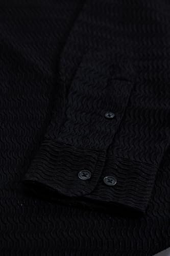 Image of SNITCH Men Casual Shirt | Slim Fit Long Sleeve Classic Collar Textured Design | Premium Polyester Blend & Comfortable Fabric Semi-Formal Occasions