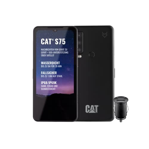 Cat S75 - Robustes, 5G-Smartphone mit Satellitenverbindung (IP68 & IP69K, MIL SPEC 810H, superhelles 6.58” FHD+ 120Hz Display, 2GHz Octa Core Processor, 5000mAh Akku, 6GB/128GB, Android 12) - Schwarz