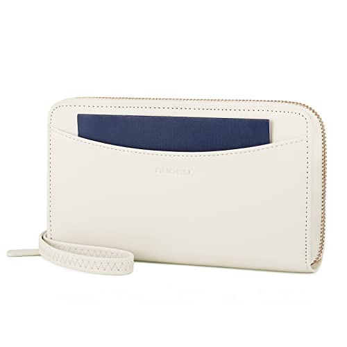 Image of nuoku RFID Blocking Wristlet Wallet for Women, Zip-Around Crossbody Clutch with 2 Removable Straps