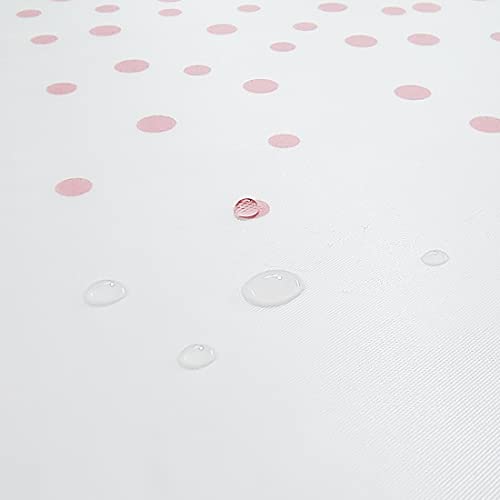 Image of Mulbozy 2 Pcs Rose Pink Dot White Plastic Tablecloth for Rectangle Table, Rose Pink Dot Confetti Party Table Covers for Baby Shower, Wedding, Anniversary, Birthday Party Decoration, 54 x 108 inches