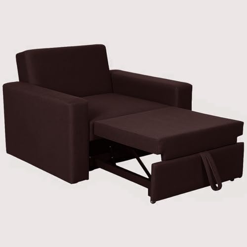 Image of CASASTYLE Seria 1 Seater Pull-Out Premium Fabric Sofa Cum Bed Sofa Set for Living Room (Brown Fabric)