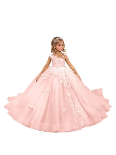 Princess White Flower Girl Dresses Tulle Tutu Floral Flowers Kids First Communion Dress