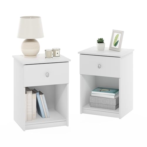 Image of Furinno Tidur Nightstand, 2-Pack, White