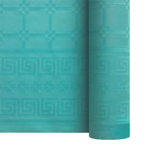SANYGIENE Nappe Jetable Papier Bleu Turquoise | Kit de 2 Rouleaux de 25 M Soit 50 M | Largeur 1,18 M | Papier Damassé Déperlant | Déco de Table de Fêtes -...