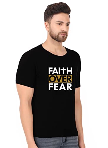 Image of God Faith and Pray Printed Premium Trending Tshirts | Round Neck Half Sleeve Regular Fit Black Tshirt for Men | Cotton Summer Wear Stylish Unisex Tshirt | Best Gifts Tees