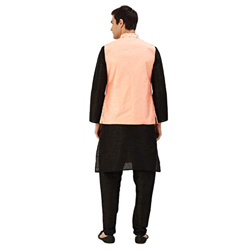 Image of Sojanya (Since 1958 Men'S Silk Blend Kurta Pyjama & Nehru Jacket Combo