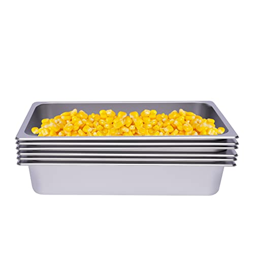 XUFOPLY 6PCS Steam Table Pans, 6 Inch Stainless Steel Commercial Food Pan Large Capacity Hotel Pan for Hotel, Party, Buffet, Catering Supplies (10 Inch)