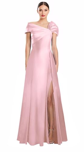 Image of Off Shoulder Satin Formal Dresses Long A Line Evening Party Prom Dresses for Women EA002