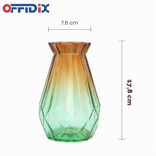 Vase en verre géométrique vert brun OFFIDIX pour décoration table