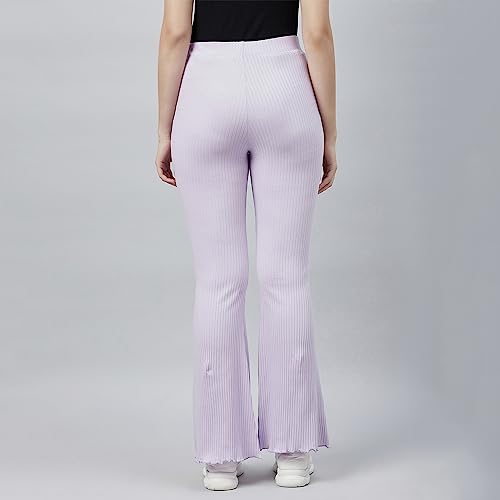Image of BLINKIN Women's Stretch Fit Mid Rise Ribbed Stretchable Flared Pants | Boot Cut Bell Bottom Pants - Ideal for Yoga & Gym Wear,Casual Wear & Office Wear Trousers
