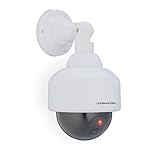 Relaxdays 2x Dummy Camera, Fake Security, Flashing LED Light, Indoor, Outdoor, Burglar Deterrent, 23.5x12.5x14 cm, White