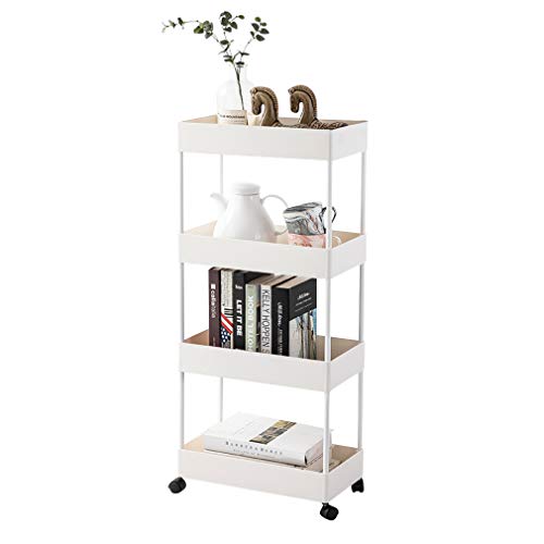YOOKEA Rollwagen 4 Etagen Aufbewahrungswagen Servierwagen für Büro Bad Arbeitszimmer Küchenregal mit Rollen 40 x 22 x90 cm, Weiß 1 YOOKEA Rollwagen 4 Etagen Aufbewahrungswagen Servierwagen für Büro Bad Arbeitszimmer Küchenregal mit Rollen 40 x 22 x90 cm, Weiß