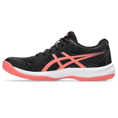 ASICS Women's Upcourt 6 Indoor Sport Shoes, 10.5, Black/Papaya
