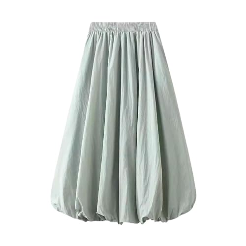 Casual Stretchy Women's Sweet Girl's Puffy Solid Color Versatile A-Line Skirt High-Waisted Slim Long Skirt3