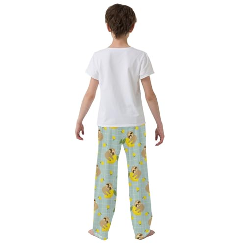ZZXXB Sloth Lemon Boys Long Pants Soft Trousers Elastic Waist Kids Lounge Bottoms with Pockets S-XL3