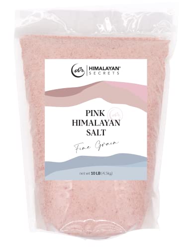 Himalayan Secrets Pink Rock Salt - 10Lb - Coarse, Fine, Powder Grain Bulk Size - 100% Natural & Unrefined (Fine (0.3-0.5Mm)) #TOP9