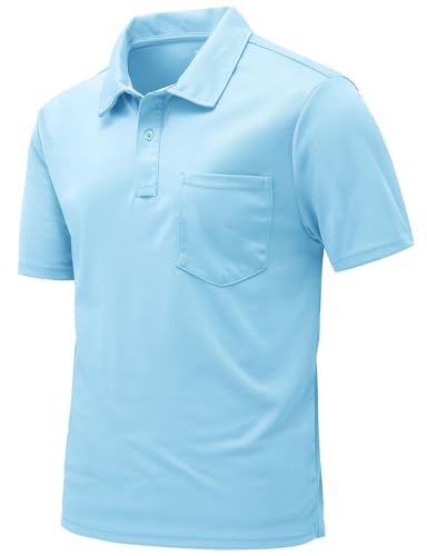 Image of Rdruko Men's Polo Shirts Short Sleeve Quick Dry Outdoor Golf Sports Shirts with Pocket