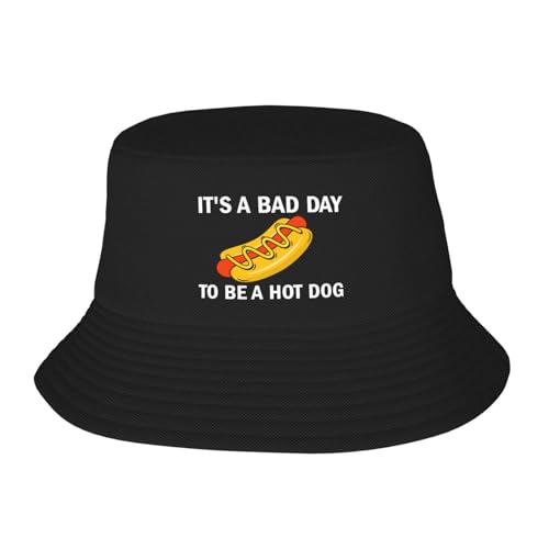 It's A Bad Day to Be A Hot Dog Bucket Hat Wide Brim Outdoor Sun Hat Black