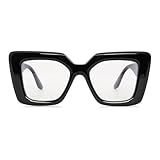 Heliltd Oversized Square Blue Light Blocking Glasses for Women Men Black Chunky Glasses Thick Frames Fashion Glasses(Non-Prescription)