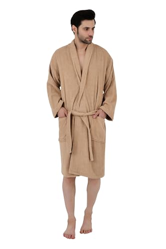 Featherdrape Men's Terry Bathrobe 100% Cotton,Double Side Terry | Shawl Collar | Soft & Absorbent, Luxury Spa Robe