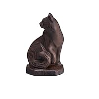 Handicraftviet Handmade Wooden Carving Statue, Small Cat Figurine for Home and Office Decor, Wooden Cat Sculpture for Gifts, 3.5' Tall (Black)